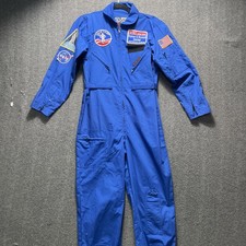 Vintage United States Space Camp Flight Suit Jumpsuit Blue NASA Rocket Youth 16 picture