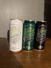 Complete Set of 3 Mountain MTN Dew Green White Black 16oz Cans Mountain Dew picture