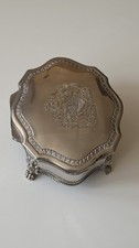 Vintage Silver Plated Hinged Jewelry Or Trinket Box picture