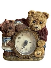 FIGI Teddies Teddy Bear Mini Desk Clock Resin Figurine Vintage 1997 picture
