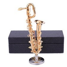 Miniature Baritone Saxophone with Stand and Case Brass Mini Musical Instrumen... picture