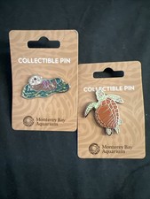 Monterey Bay Aquarium Collectible Pins Sea Otter & Sea Turtle Enamel Lot Brand picture