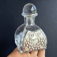 Vintage 925 Sterling Silver Perfume Bottle Floral Overlay Glass Stopper 10 cm picture