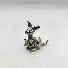 Pewter Kangaroo with Baby Joey Miniature Figurine 1.75