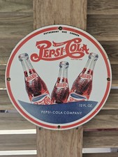 VINTAGE DRINK PEPSI-COLA PORCELAIN SIGN 12