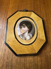 Vtg. German Hand painted Porcelain Portrait With Gilt Octagon Frame. Wuppertal picture