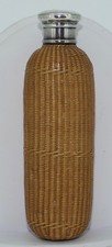 Antique Sterling Silver Glass Wicker Rattan Perfume Scent Bottle picture