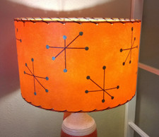 Mid Century Vintage Style Fiberglass Lamp Shade Modern Atomic T Orange picture