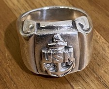 Vintage USN Sterling Silver Ring Sz9 Navy Anchor Emblem Men’s Military picture