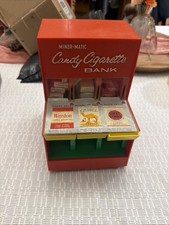 Vintage 1960s Miner-Matic Candy Cigarette Bank Toy Machine w/ 13 Candy Packs picture