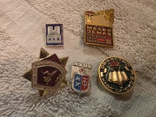 Vintage Soviet USSR Lapel Pin Badge Lot of 5 Malaya Zemlya Azov Warrior Athlete picture