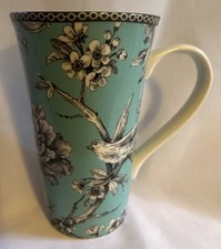 222 Fifth Adelaide 16 Oz Turquoise Latte Mug Chinoiserie Toile Tall Coffee Cup picture