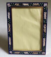 Vintage Micro Mosaic Italy Frame Easel Flowers Blue 4 3/8