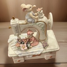 Cosmos 58022 Fine Porcelain Mice and Sewing Machine Musical Figurine, 6-Inch picture