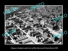 Glasgow Scotland Aerial View West & Nelson Street 1950 Old Large Historic Photo picture