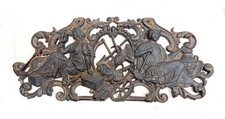 Antique ornate 19th century French cast iron Vulcan and Felicitas wall plaque picture