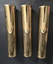 SET OF 3 ANTIQUE /VINTAGE LONG GRANDFATHER CLOCK BRASS WEIGHT SHELLS 11
