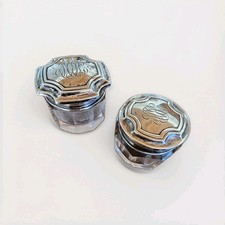 2 Antique Miniature Cut Crystal Dresser Jars, Sterling Silver Tops picture
