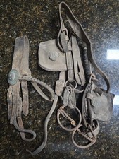 Antique US Army Artillery/Quartermaster Corps Mule Wagon Harness Bridle Blinders picture