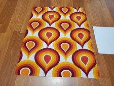 Awesome RARE Vintage Mid Century retro 70s Yel Org Red Raindrops fabric LOOK picture