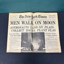 Original New York Times July 21 1969 Newspaper MEN WALK ON MOON Apollo 11 Full picture