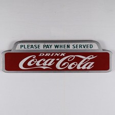Please Pay When Served Metal Coca Cola Bottle Rack Sign Rare picture