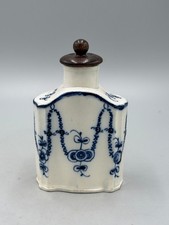 Antique Leeds Pottery English Pearlware Bombay Blue & White Tea Caddy c.1780 picture
