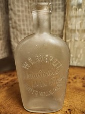 Extremely RARE Antique Half Pint Huntsville Hotel Bar Whiskey Flask Bottle W.E. picture