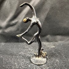 Vintage MCM Abstract Ballerina Dancer Metal Figurine Gold Gilt Art Deco Style picture