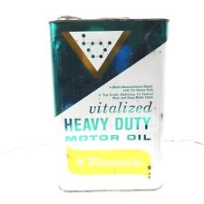 VINTAGE RIVERSIDE VITALIZED HEAVY DUTY MOTOR OIL 2.5 GALLON CAN EMPTY USED VTG picture