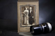 Vintage Cabinet Card Wedding Photo, Damaged Card And Photo, Silver Gelatin Print picture