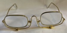 Vtg 60s Flip Down Magnifying Doctor Or Makeup Glasses Goldtone Steampunk Frames picture
