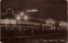 Postcard The White Way Columbia Theater Night View Street Lights RPPC picture