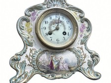 Antique French Porcelain Rococo Mantel Clock, Samuel Marti, W/KEY AS-IS UNTESTED picture