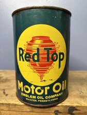 Vintage Original FULL RARE Emblem Red Top Motor Oil Quart Oil Can Warren PA Auto picture