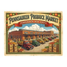 Pennsauken NJ Produce Market 1950s Retro Style Fruit Crate Label 8