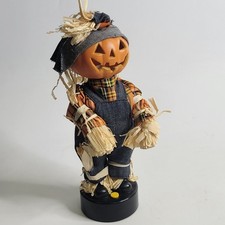 Vintage Gemmy Halloween Scarecrow Pumpkin Head Animated STAY AWAY WORKS VIDEO picture