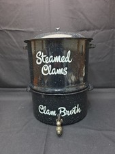 Vintage 3 Pcs Double Steam Pot with Lid and Spigot Lobster Clam Seafood picture