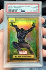2024 Topps Chrome Marvel #53 Black Panther Gold /50 PSA 10 picture