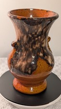 1930s Brush McCoy Art Pottery 742 Brown Onyx Glaze Double Handle Vase MINT picture
