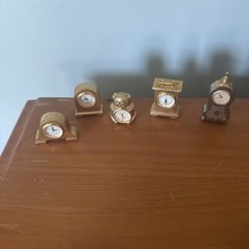 Lot of 5 Vintage Miniature Brass Clock Circa Milan Quarter pig Mini Read Descr picture