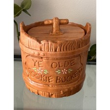 Vintage Twin Winton Ye Olde Cookie Bucket Ceramic Cookie Jar California USA picture