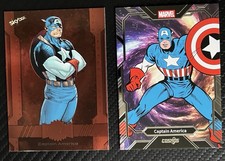 SkyBox 2023 Marvel Metal Universe + KAKAWOW COSMOS 2-Card Lot Captain America picture