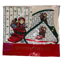 Vtg 3 Pc Cranberry Scented Kitchen Set Towel Oven Mitt Pot Holder New Old Stock picture