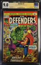 ⚡ Defenders #10 CGC x JSA 9.0 OWW Steve Englehart SIGNED Hulk vs Thor 1973 picture
