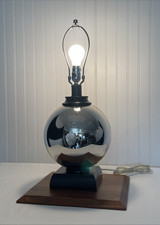 Vtg Chrome Mirrored MCM Table Lamp Ball Sphere Kovacs Style Large 1960s 1970s picture