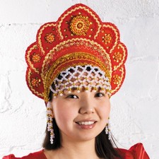Red Kokoshnik Traditional Russian Folk Costume Headdress Kids/Adults picture