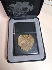 1997 HARLEY DAVIDSON FLYING EAGLE EMBLEM BLACK MATTE ZIPPO LIGHTER RARE IN CASE picture