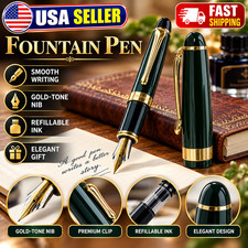 Jinhao X450 0.7mm Broad Nib Fountain Pen Metal Body Gold Plated Trim picture