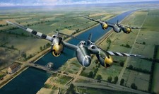 TACTICAL SUPPORT by Richard Taylor aviation art Signed by 2 D-Day P-38 Pilots picture